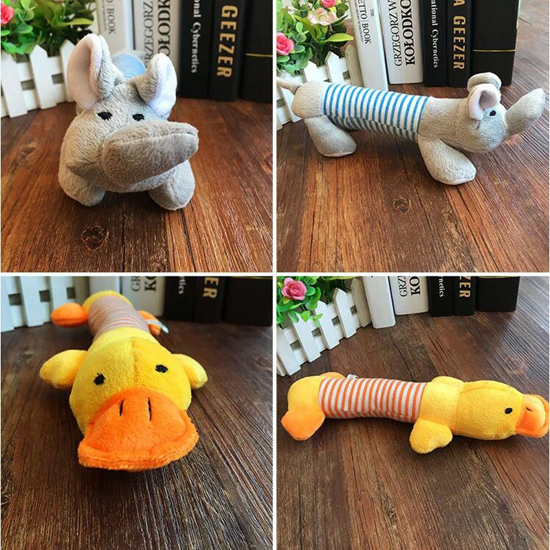 Cute Striped Cartoon Duck Pink Pig Gray Elephant Plush Vocal Toys Pet Supplies Sound Doll Squeek Toys