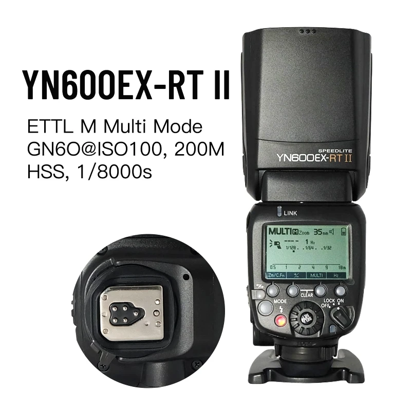 Фото YONGNUO YN600EX-RT II 2.4G Беспроводная HSS 1/8000s Master TTL Flash Speedlite для цифровой зеркальной камеры Canon 6D II 5D mark II III IV 1DX №1