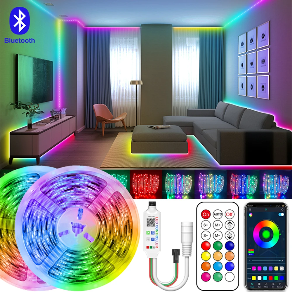 

WS2811 LED Strip Lights RGBW Bluetooth 5050 Addressable Lamp Tape Rainbow-like Effect Flexible Diode Light For TV Home Decorate
