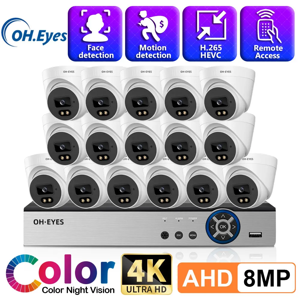 16CH 8CH 4K аналоговый Мониторинг DVR Kit H.265 камера видеонаблюдения системы