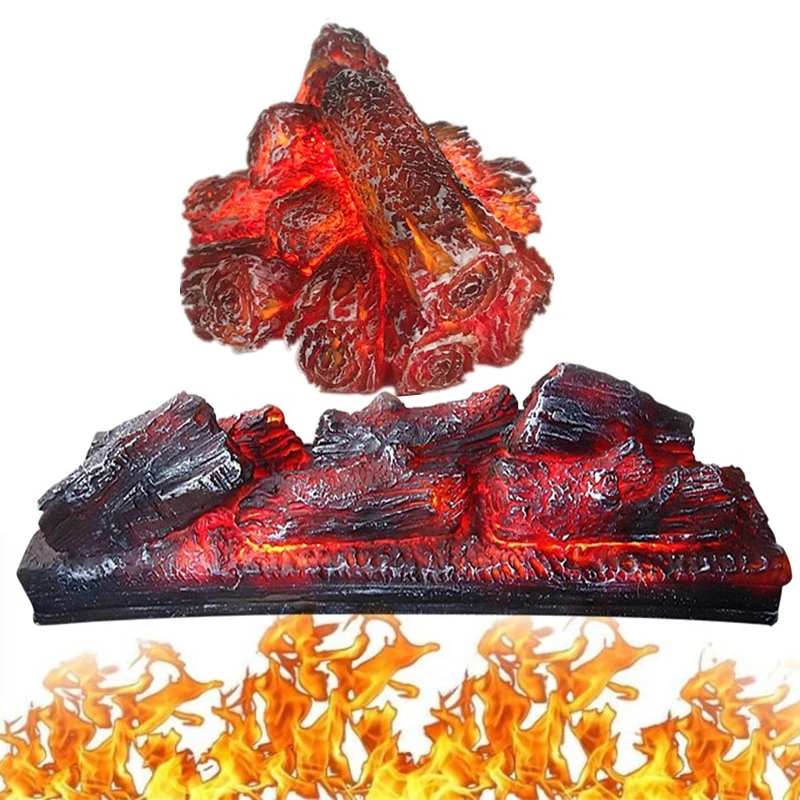 

Flameless Fireplace Lamp Realistic LED Fireplace Lantern USB Battery Powered Desktop Ornament Simulated Charcoal Night Light