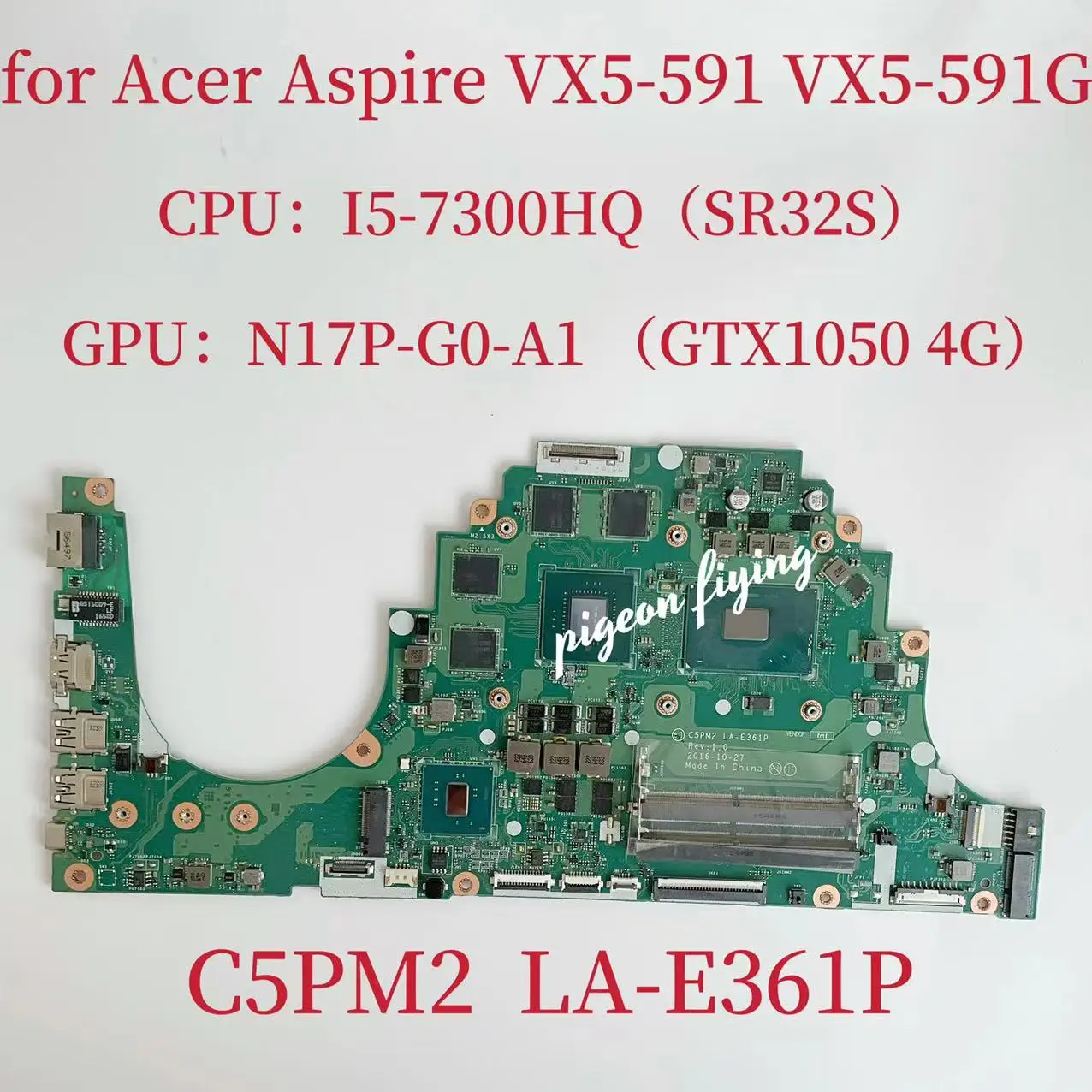 

Материнская плата для ноутбука Acer Aspire VX5-591 GPU: I5-7300HQ GTX1050 4G DDR4 C5PM2, системная плата 100%, тест ОК
