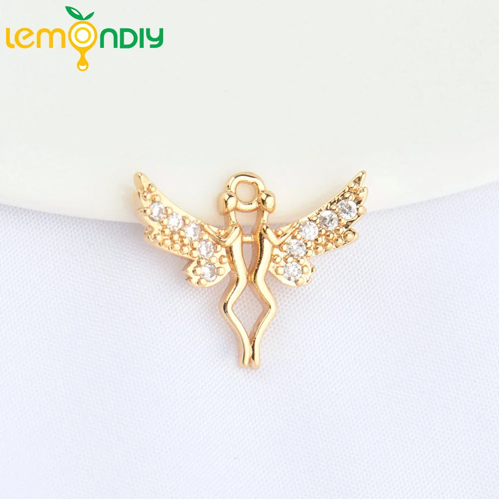 

(4610)4PCS 14.5x18MM 24K Champagne Gold Color Brass Angel Charm Pendants DIY Jewelry Making Findings Accessories Wholesale