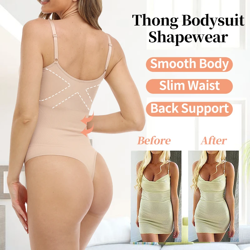 Seamless Thongs Bodysuit Women Shapewear Tummy Control Butt Lifter Body Shaper Smooth Invisible Under Dress Slimming Underwear 6