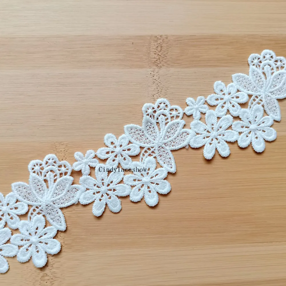 Водорастворимая кружевная отделка с цветочным рисунком ромашки для шитья одежды