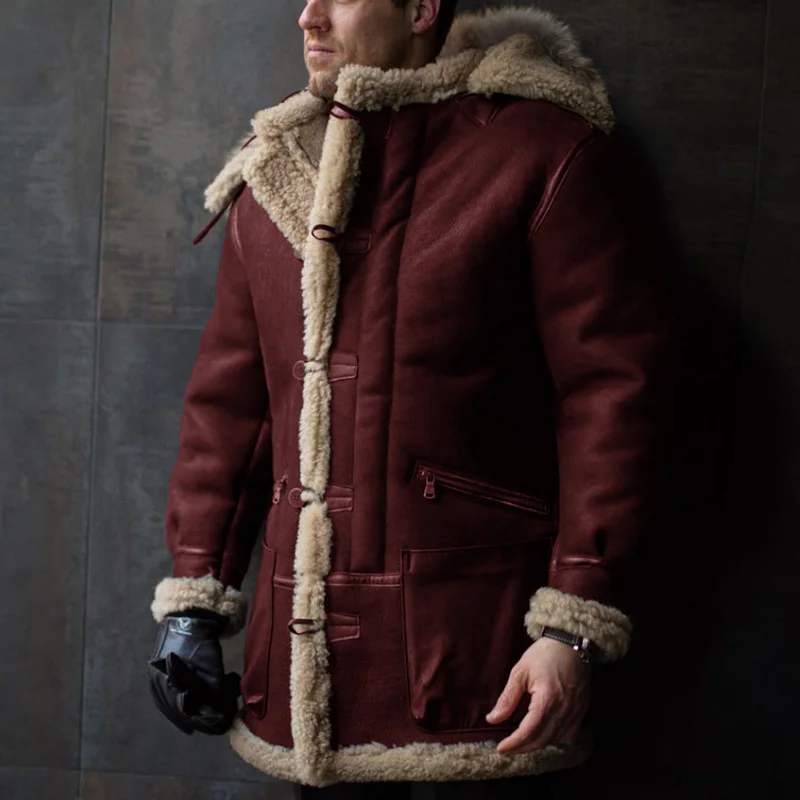 European and American Solid Color Brushed Velvet Hooded Single-Breasted Coat Zipper Pocket Loose Warm Cotton-Padded |