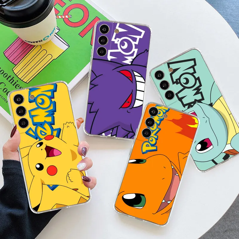 

Милый прозрачный чехол Pikachu Pokemoon для Samsung Galaxy S23 S22 S20 FE S21 S10 Plus S23Ultra S23Plus, чехол для телефона