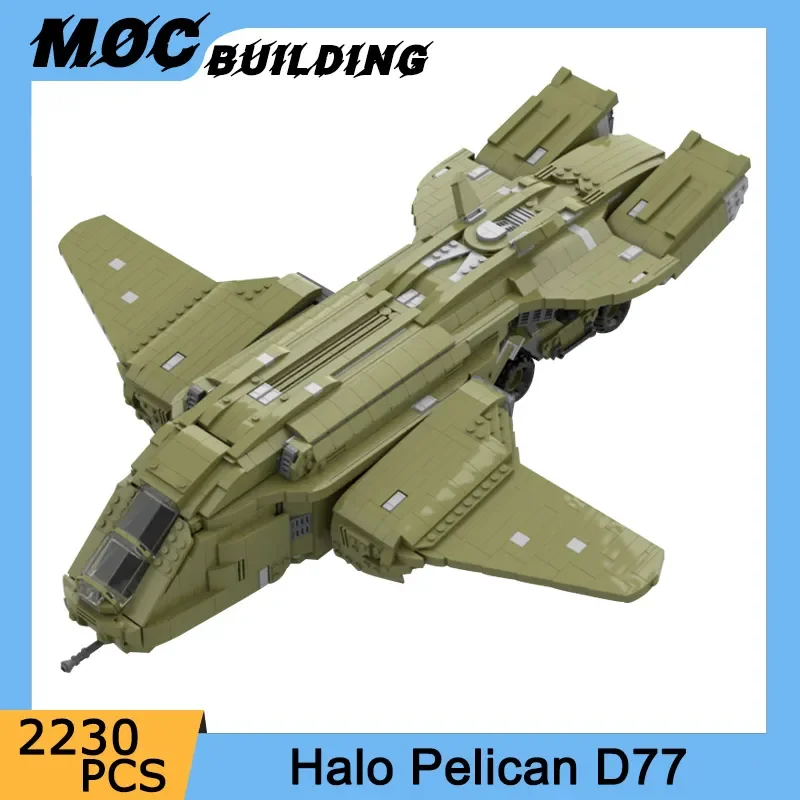 

WW2 Military Series DIY Building Blocks Halo Pelican D77 Aircraft Model Marine Corps Troop Transport Plane Assembled Bricks Toys