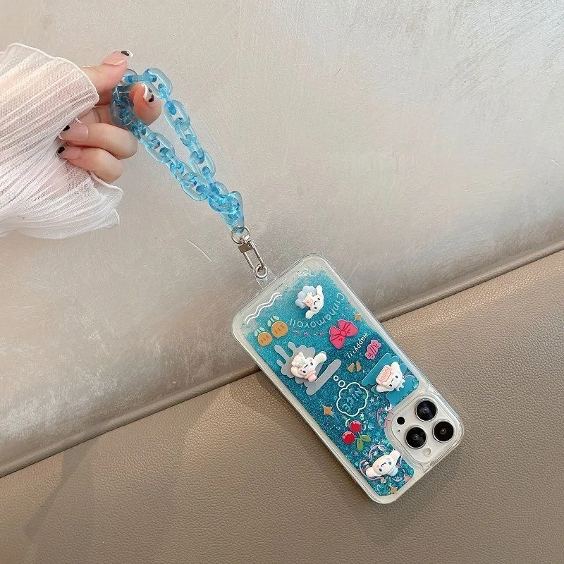 Sanrio Cinnamoroll  Kuromi Quicksand Phone Cases For iPhone 14 13 12 11 Pro Max Mini XR X XS MAX 8 7 Plus SE Anti-fall Cover