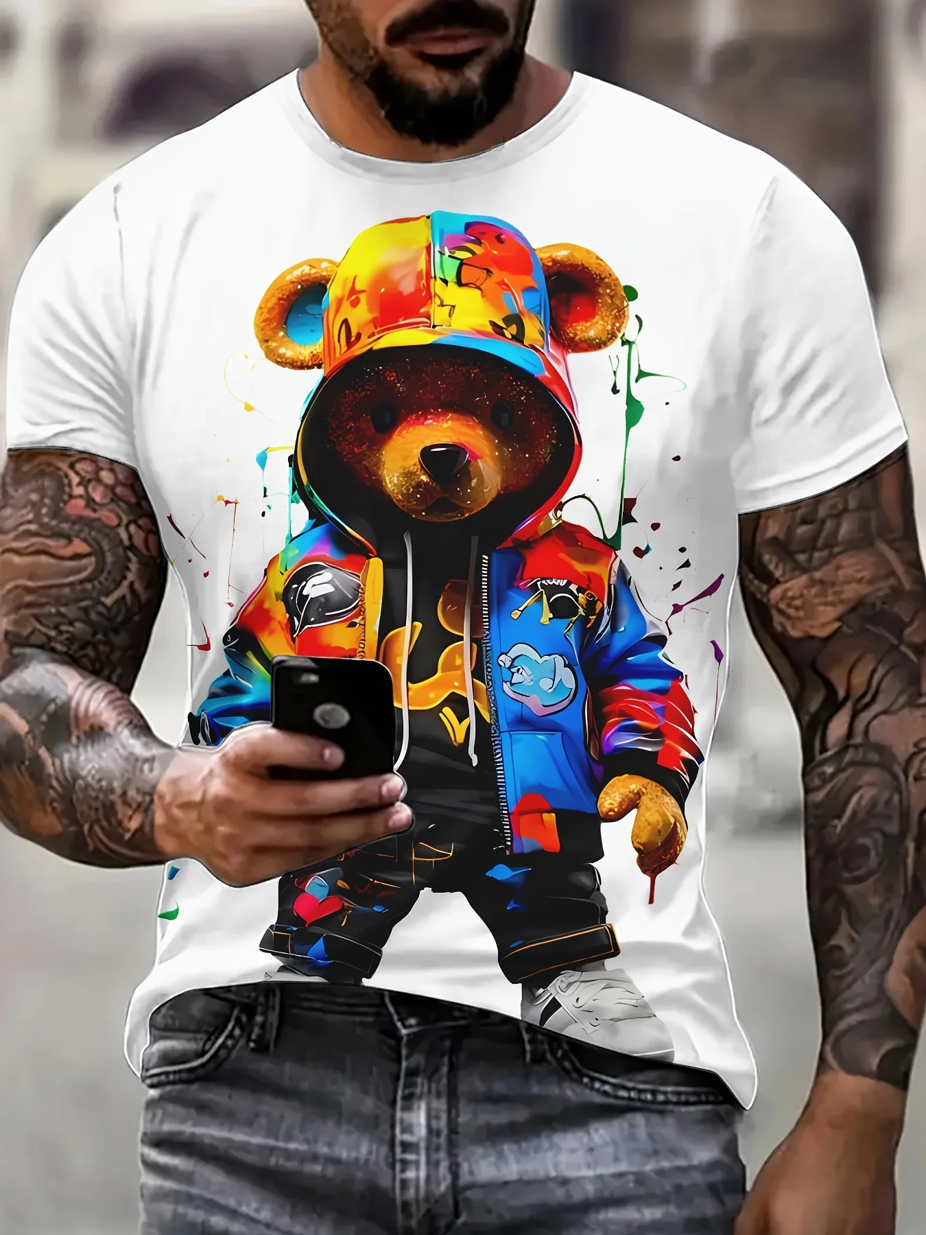 Футболка с принтом медведя