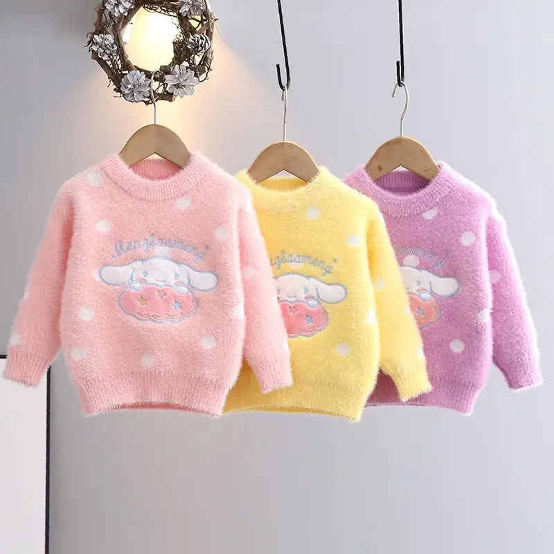 

2022 Sanrioed аниме Cinnamoroll плюшевые детские свитера для маленьких мальчиков и девочек Футболка Kawaii мягкий плюшевый вязаный пуловер Топ в подарок