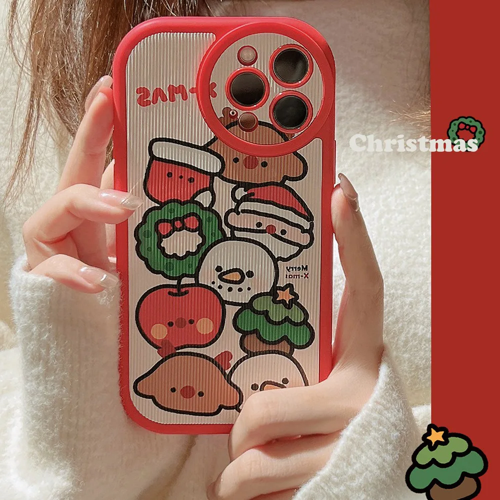 

Merry christmas Santa claus elk Stripes cartoon Phone Case For iPhone 14 13 12 11 Pro Max Xr Xs max 14 Plus Case Cute Soft Cover