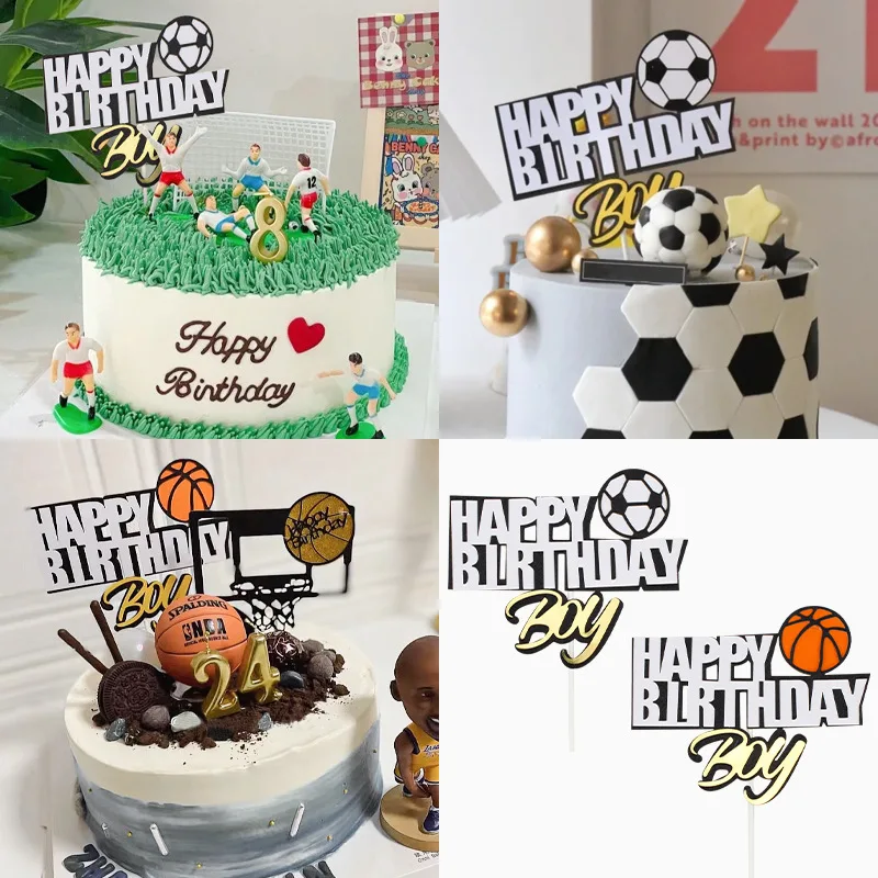 

Boy Birthday Football Basketball Cake Topper Decoration Kid NBA Sports Themed Boyfriend Gift Doll Slam Dunk Card Baking Supplies