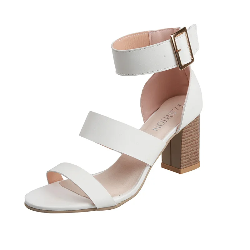Summer Women Sandals High Heel Shoes Woman Fashion Casual Ankle Strap Sandals De Tacon Solid Sandals for Women Plus Size 43