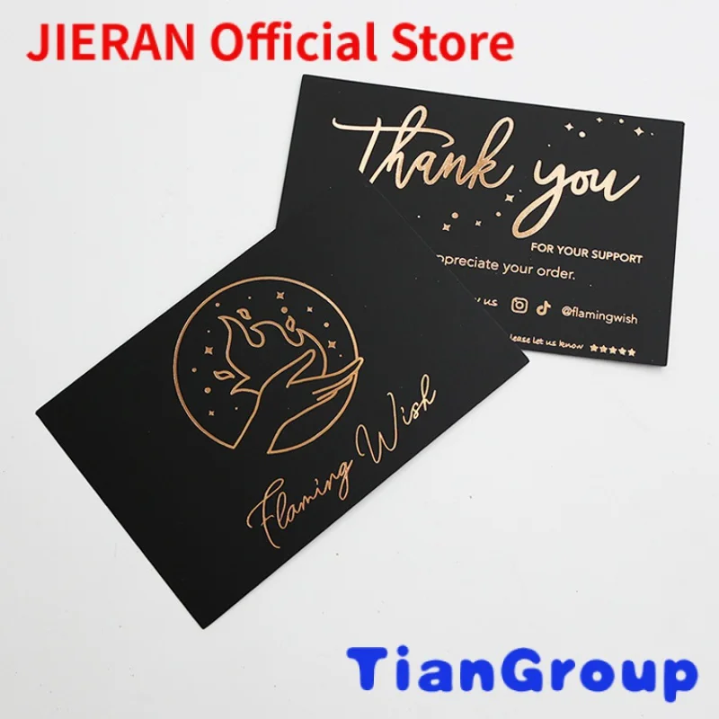 

Custom wholesale thank you cards luxury custom 800g thick paper thank you post card with foil logo