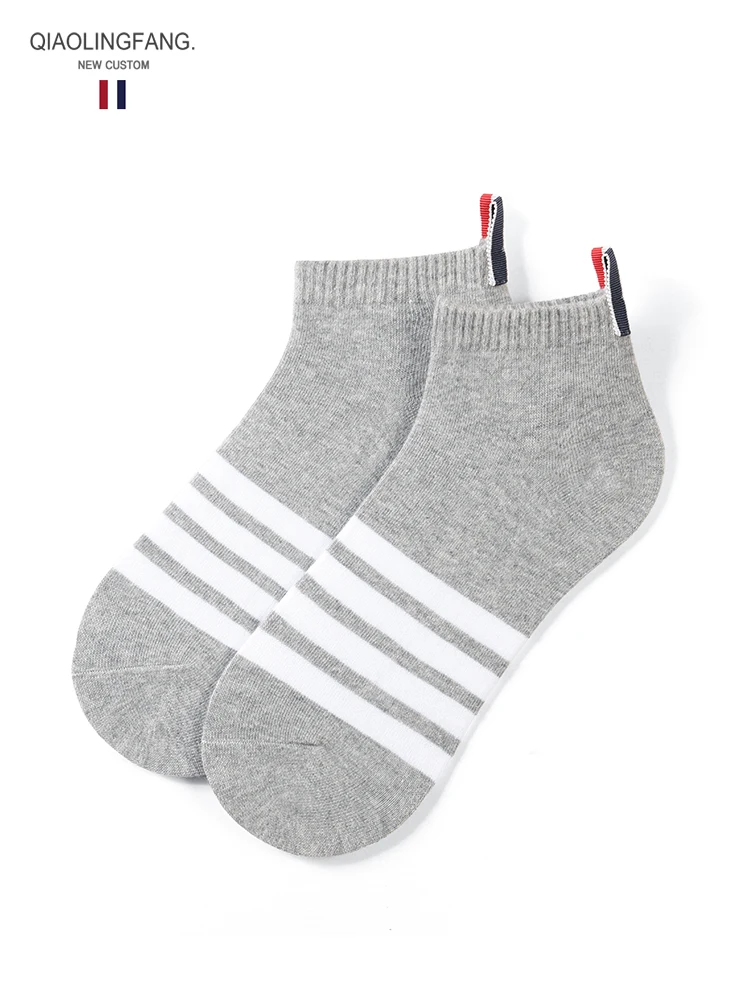 Tide brand TB short socks pure cotton men's and women's invisible socks striped webbing boat socks breathable sports socks