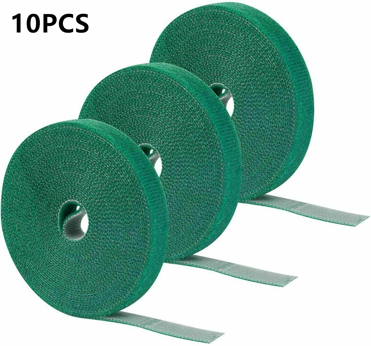 10 Rolls Green Tie Tape Plant Ties Nylon Plant Accessories Hook & Loop Garden Bandage Bamboo Cane Wrap Support