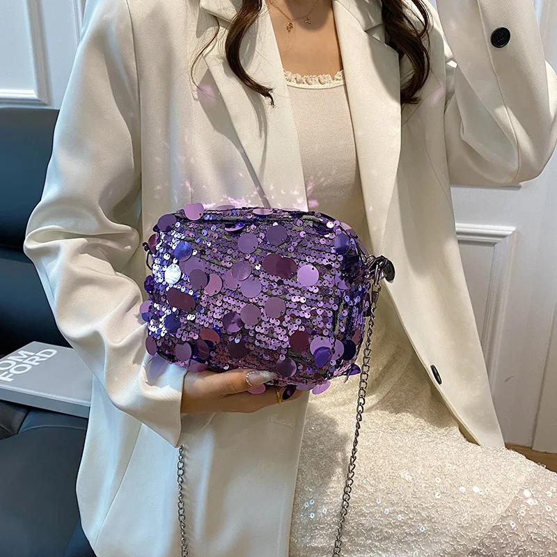 Модные блестящие женские сумки через плечо с блестками маленькая сумочка для