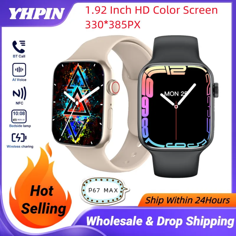 Смарт-часы YHPIN P67 Max Series7 мужские 1 9 дюйма NFC голосовой помощник Bluetooth звонки для