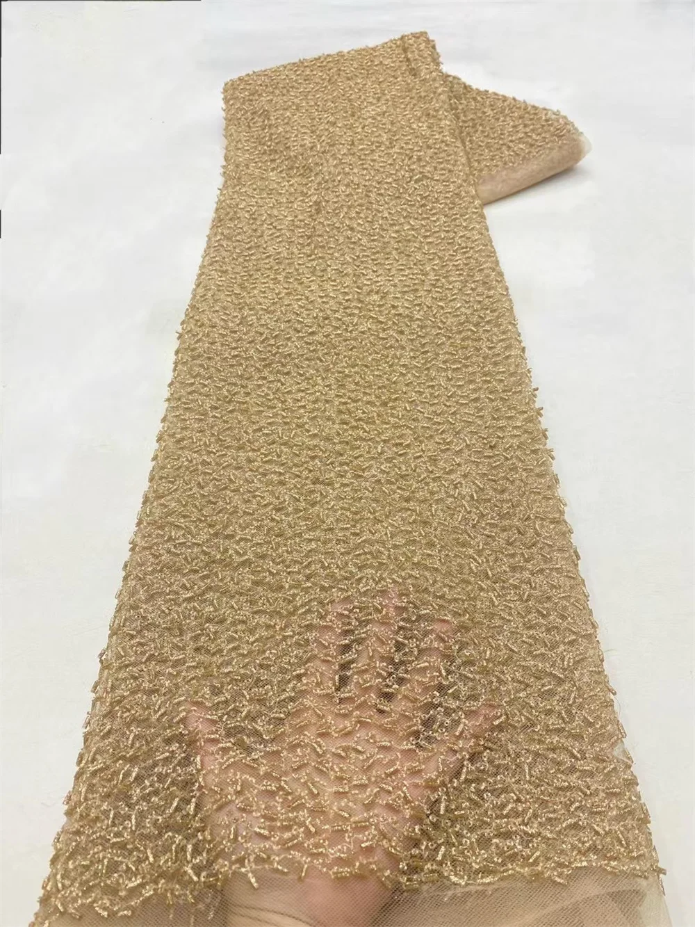 Золотой африканский кружевной материал