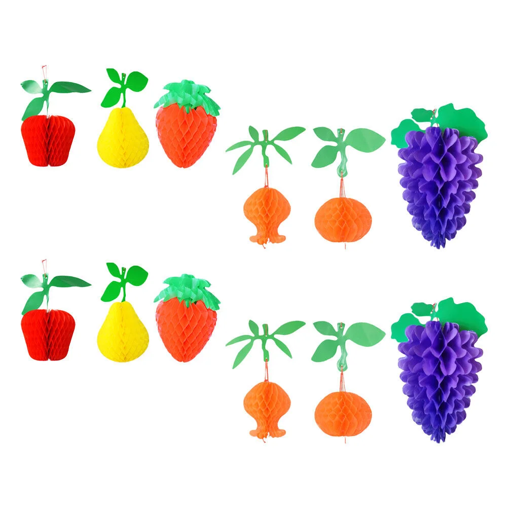 

12 Pcs Paper Ball Dinner Table Decor Fruit Tissue Unique Honeycomb Party Favors Pendant