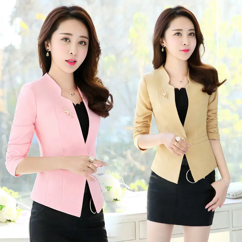 

Women Thin Coat Spring 2022 Female Long Sleeve Open Stitch White OL Womens Office Lady Jackets and Coats Femme Clothes E181