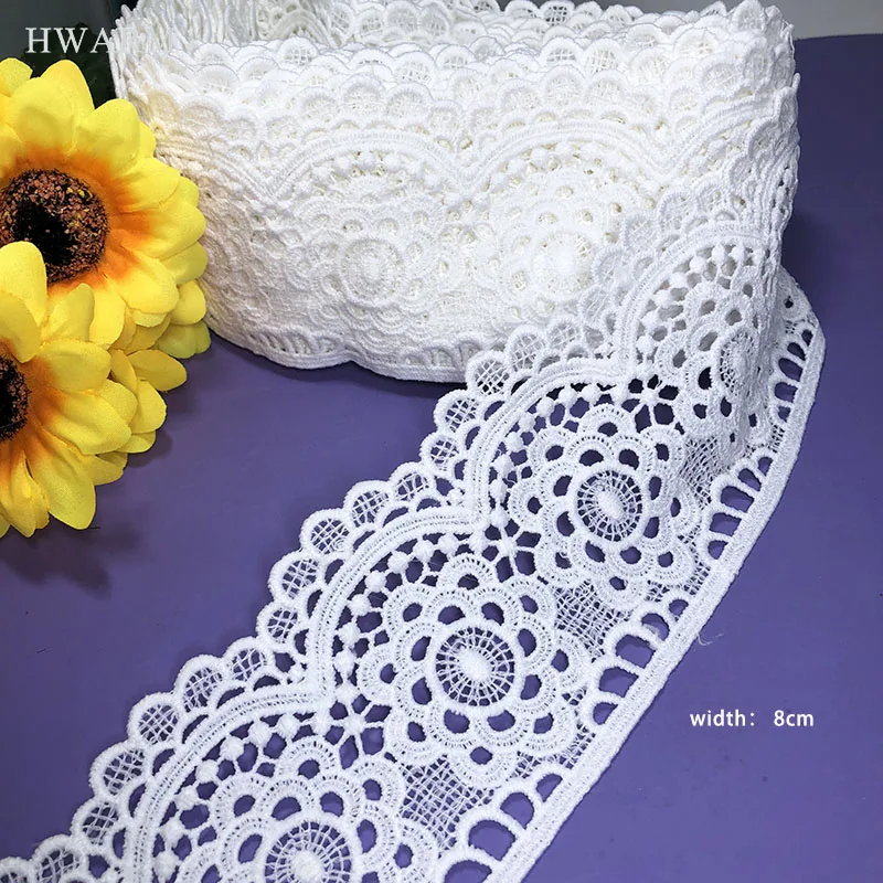 

10yard Lace Fabric New Pattern Exquisite Ivory Water Soluble Milk Silk Computer Embroidery Bar Code Dress Sewing Trim Deco