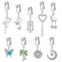 women navel rings earring clip faux piercing body jewelry fake belly rings belly button rings navel clip on
