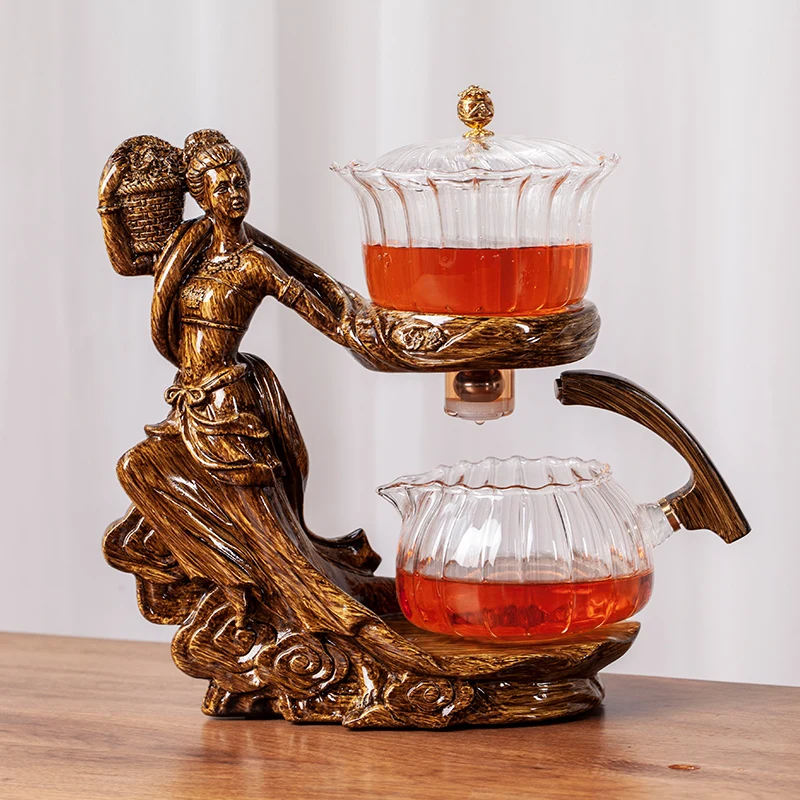 

Креативный стеклянный чайный набор, автоматический чайник, термостойкий чайник кунг-фу, чайный чайник для приготовления чая