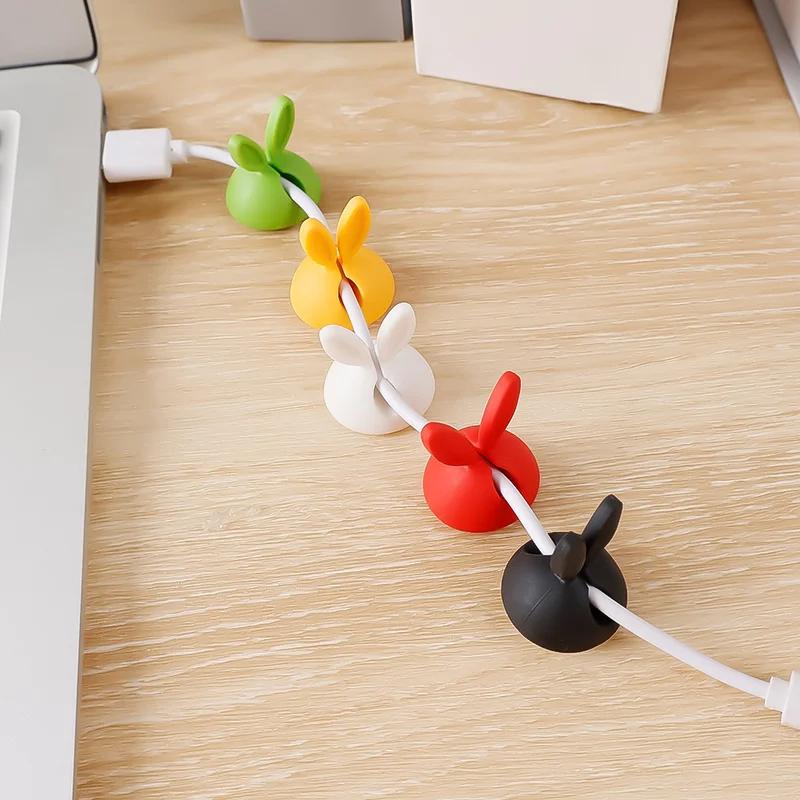 10pcs data cable holder cute bunny ear cable fixer car dashboard office phone charger cable manager headphone cable organizer free global shipping