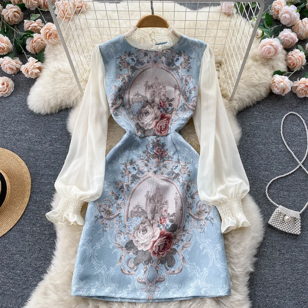 

Improved Cheongsam New Style Luxury Design Temperament Chic Puff Sleeve Dress For Women