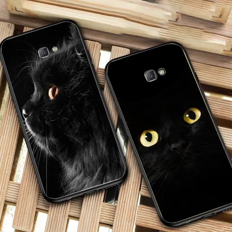 

Black Cat Staring Eye Phone Case for Samsung J 2 3 4 5 6 7 8 prime plus 2018 2017 2016 core