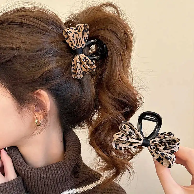 Заколки для волос с леопардовым принтом и бантом женщин девочек заколка Sweet Shark