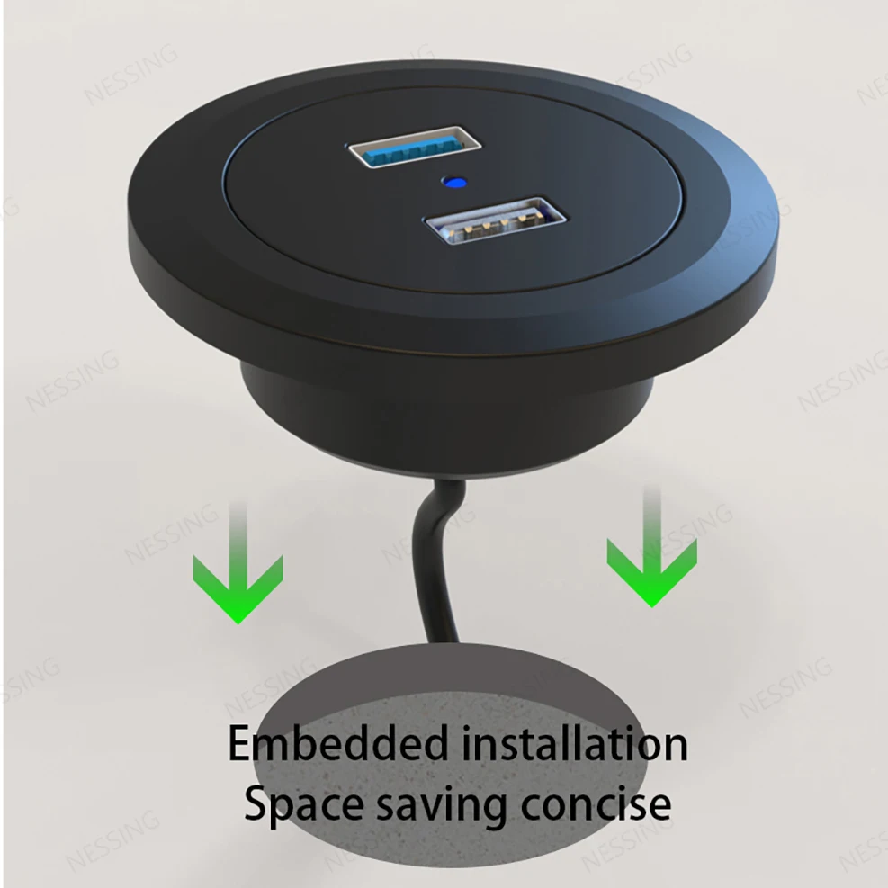 Фото Двойной USB-Люверс Отверстие В Столе Скрытое крепление QC3.0 КОНЦЕНТРАТОР Для Портативных ПК Компьютер Передачи Данных Адаптер Для Зарядки Мобильного Телефона Розетка №3