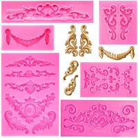 embossed lace mold fondant silicone mold baroque style mold 3d engraving decoration cup cake decoration tools resin mold