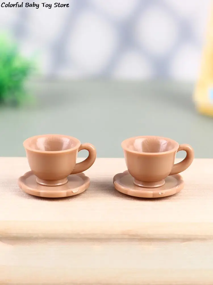 

2 комплекта 1:12 миниатюрный чайный набор для кукольного домика чайная чашка кофейная чашка с подносом тарелка кухонная мебель модель Декор И...