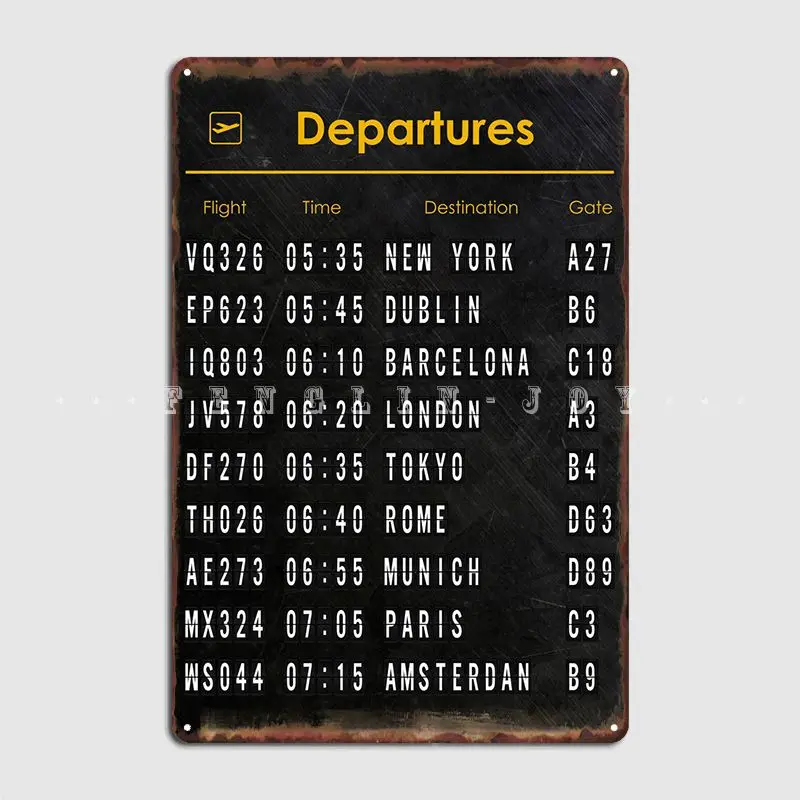 

Departures Metal Plaque Poster Club Home Personalized Living Room Painting Decor Tin Sign Poster
