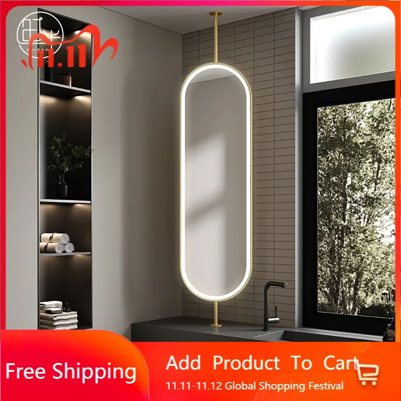 

Led Lighted Makeup Art Mirror Bathroom Modern Multifunct Smart Dressing Shower Mirror Full-body Deco Chambre Decorating Room
