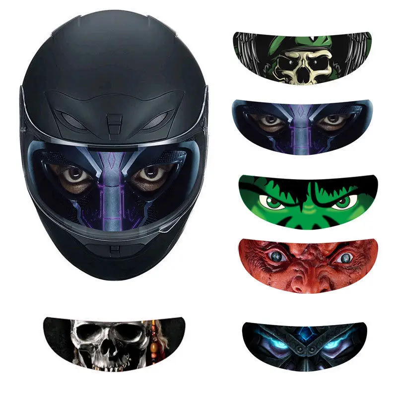 

Detachable motorcycle racing helmet lens visor sticker cool decals 6 styles to choose helmet film personality