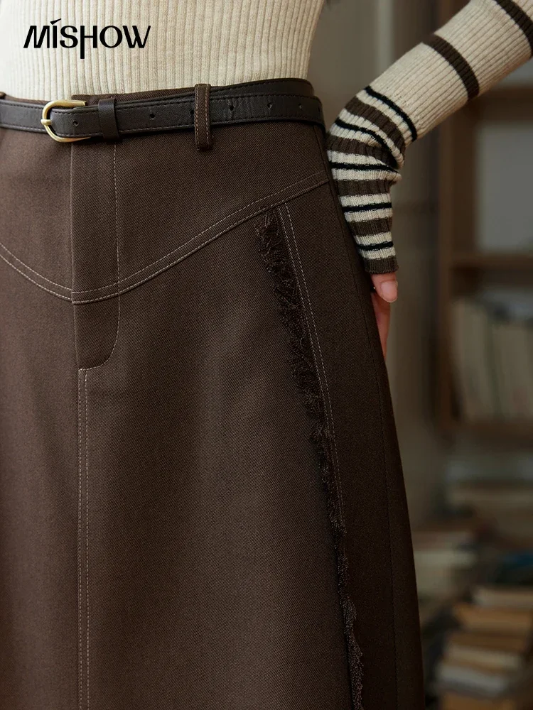 MISHOW плиссированная юбка до половины тела женская длинная трапециевидной формы в