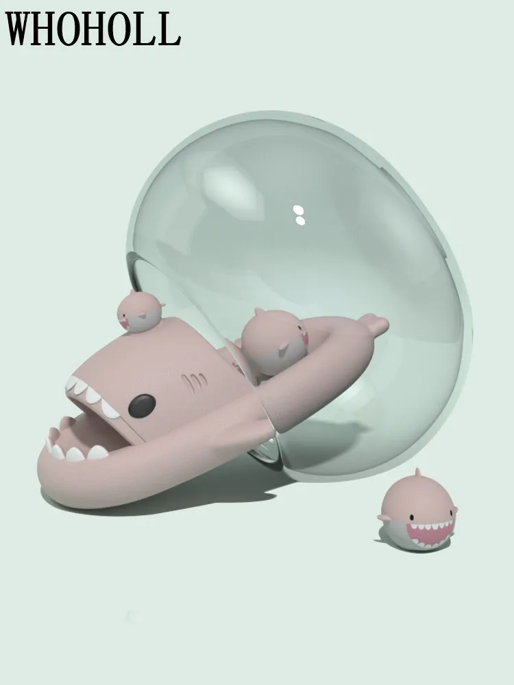 Funny Shark Ball Slippers Female 2022 Summer Indoor Home Antiskid Couple Shark Cool Slippers Man 4cm Thick Sole Flip Flops