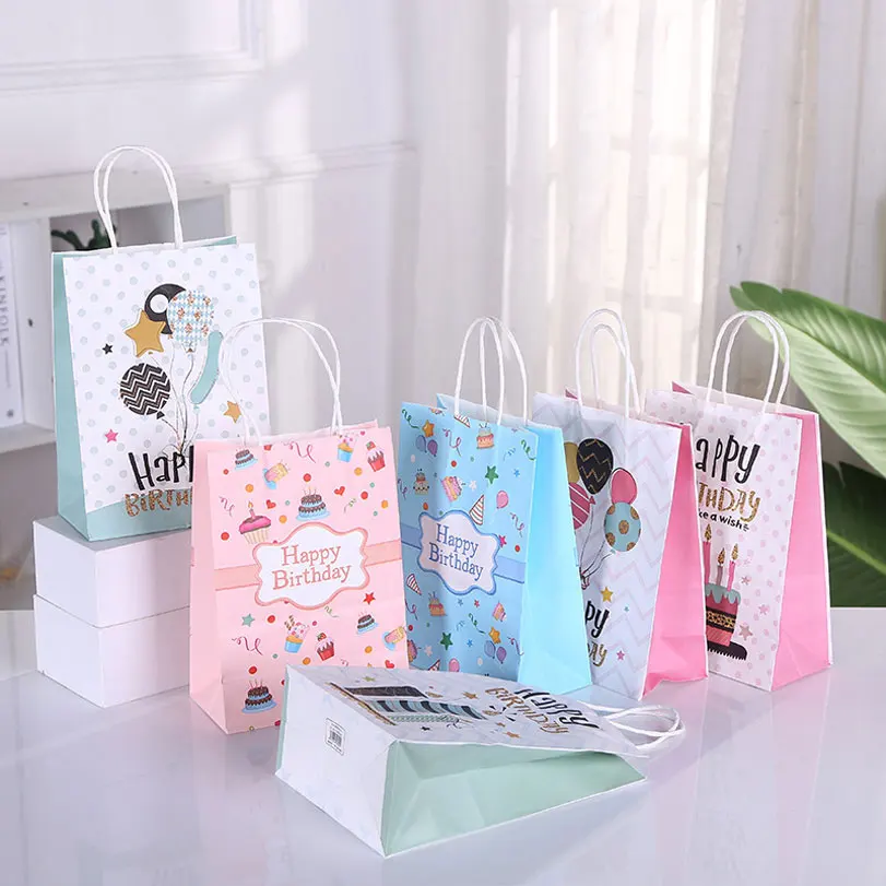 

20 Pieces Happy Birthday Treat Handle Bags Birthday Party Favor Bags Candy Bags for Birthday Party Paris Party Decorations