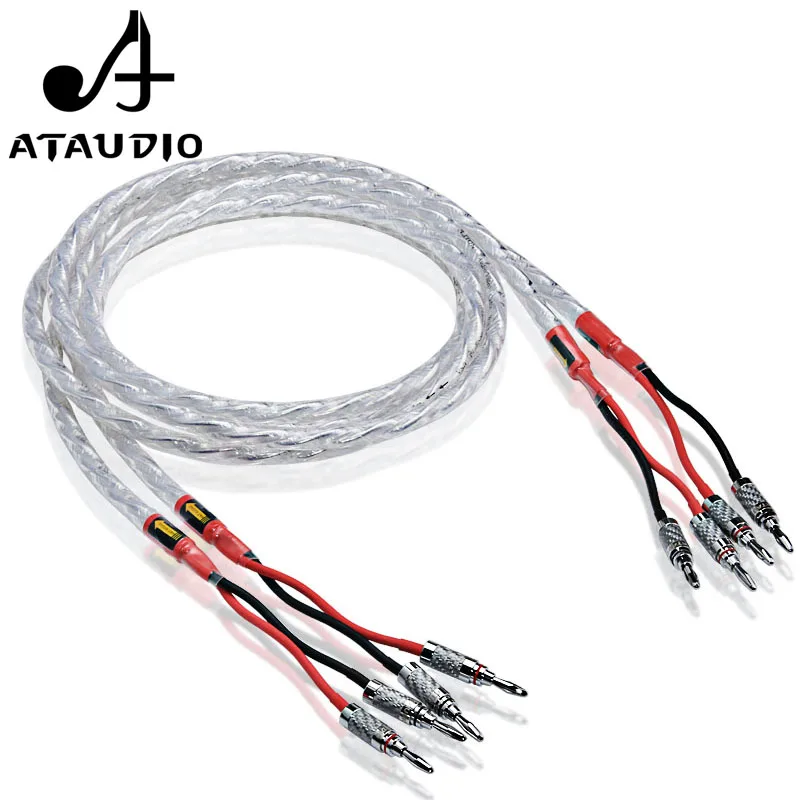 

One Pair ATAUDIO HIFI Silver-plated Speaker Cable Hi-end 6N OCC Speaker Wire For Hi-fi Systems