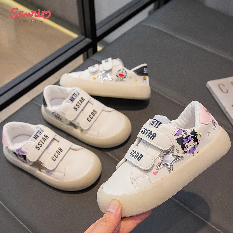 

Kawaii Sanrio Kuromi Children's Casual Shoes Autumn New Animation Girls' Sneakers Comfortable Soft Bottom Velcro Children Shoes