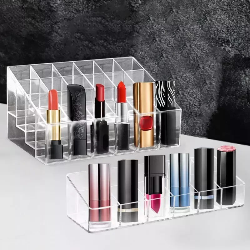 

NEW2023 Grid Lipstick Makeup Organizer Acrylic Storage Makeup Organizer for Cosmetics Lipstick Nail Polish Display Stand Holder