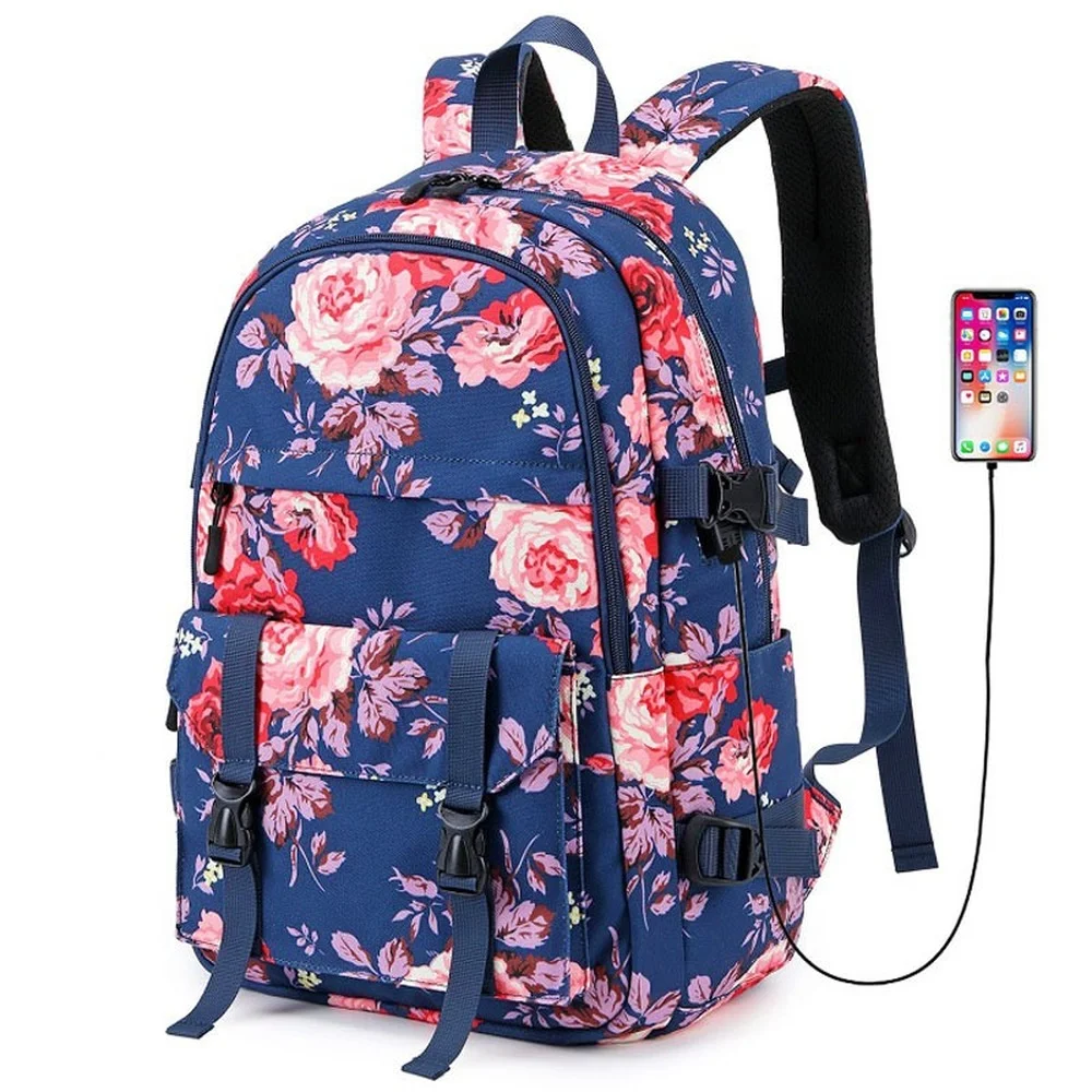 Casual Backpack Women's Bag Oxford Cloth Computer Bag Printing Multi-functional School Bag for Middle School Students Bags