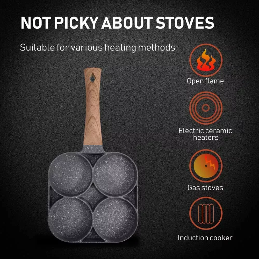 

4 Hole Frying Pot Pan Thickened Omelet Pan Non-stick Egg Pancake Steak Pan Cooking Egg Ham Pans Breakfast Maker Kitchen Cookware