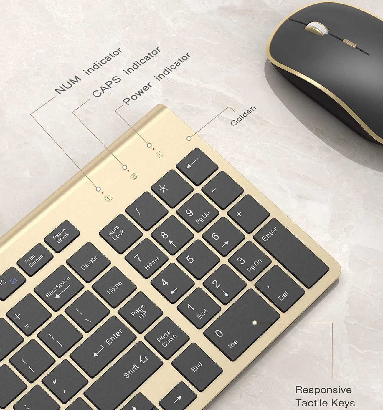 Беспроводная клавиатура и мышь комбо тонкая эргономичная компактная