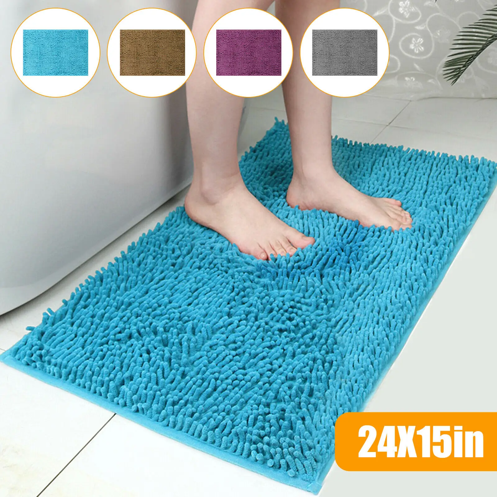 

Soft Microfiber Shaggy Non Slip Absorbent Bath Mat Bathroom Shower Rugs Carpet