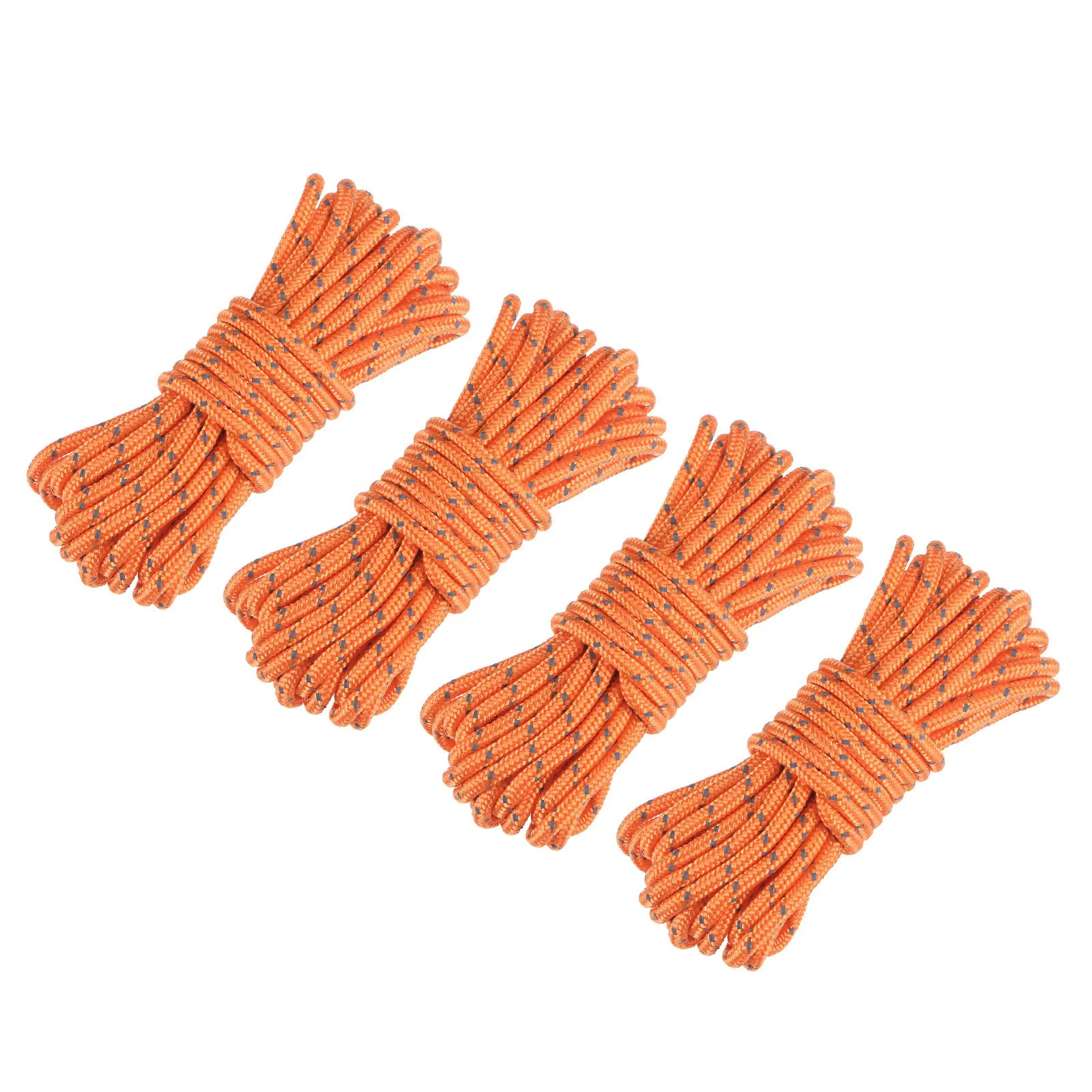

Uxcell Tent Rope 3mm 13.12ft Polyester Cord Fluorescent Reflective Orange for Outdoor Camping Canopy 4Pcs